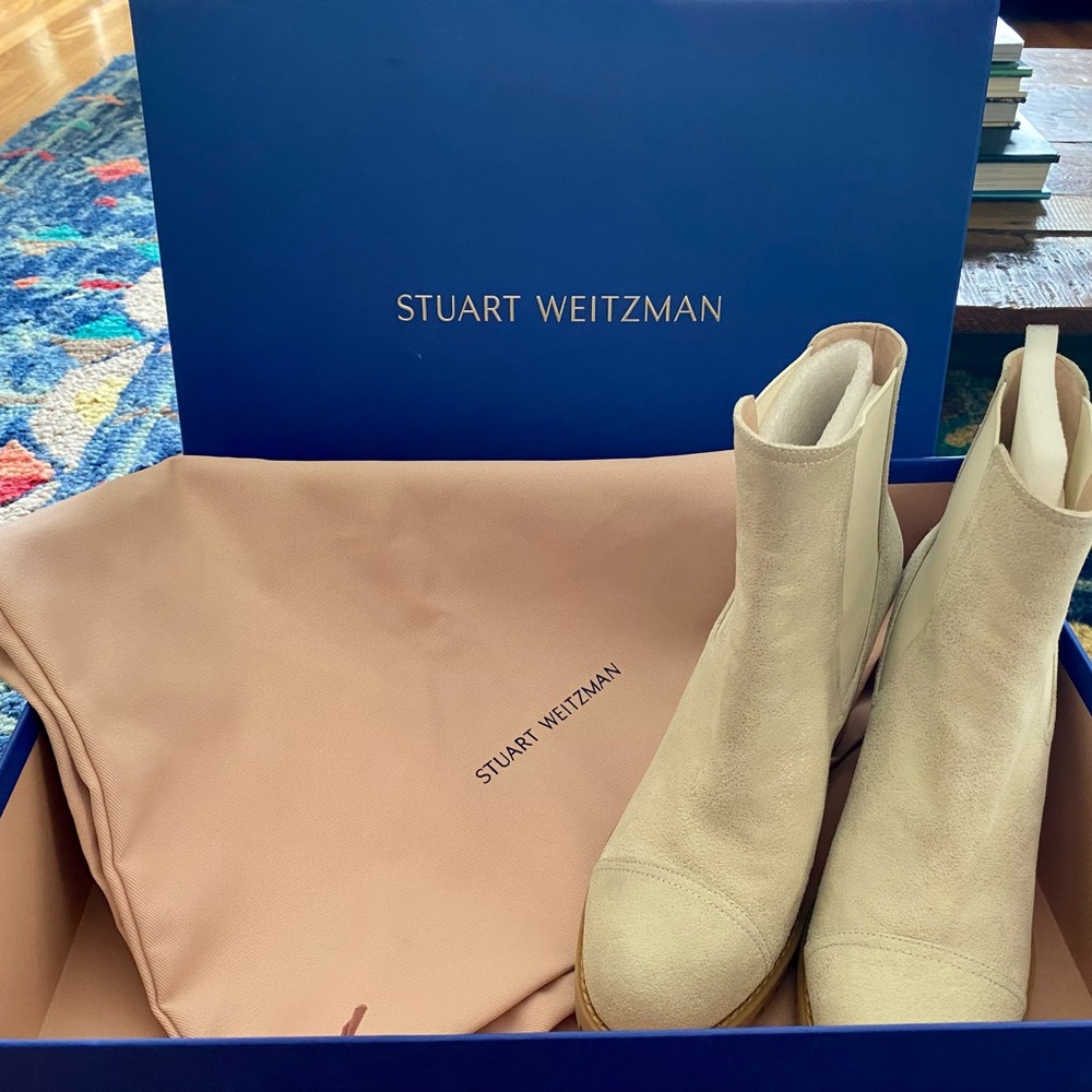 Stuart Weitzman Ivory Wenda Ankle Boots
